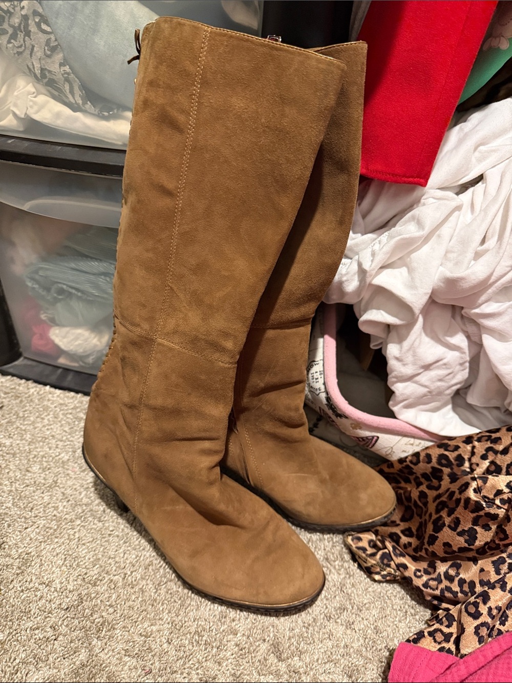 Sofft Tall Suede Over-the-Knee Boots in Chestnut Brown